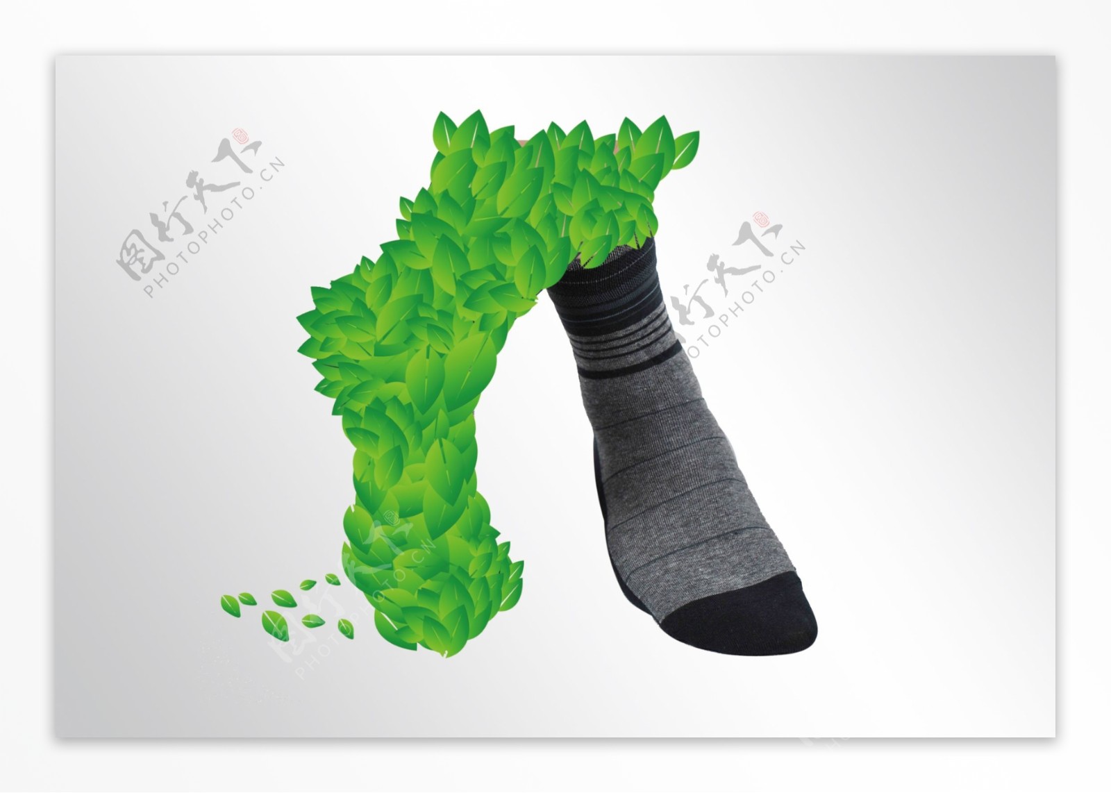 创意绿色袜子海报图片