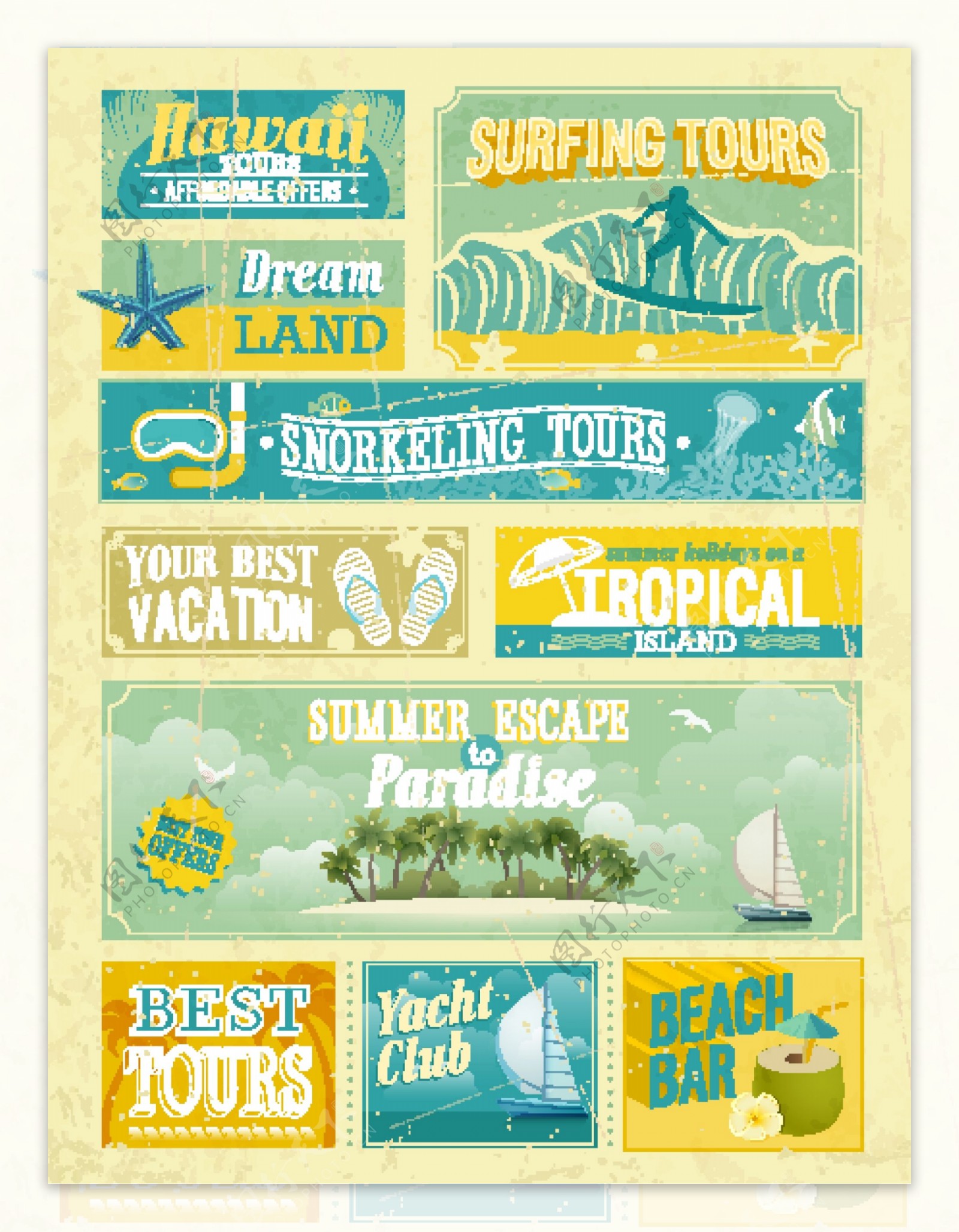 度假海岛宣传海报矢量素材