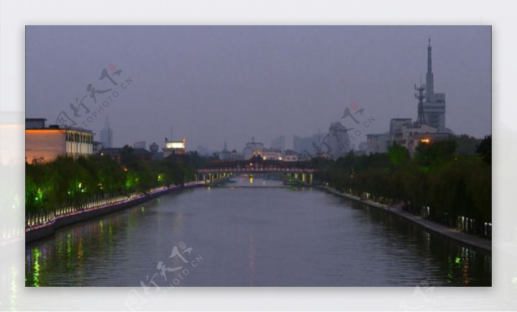 杨州大运河黑夜到清晨