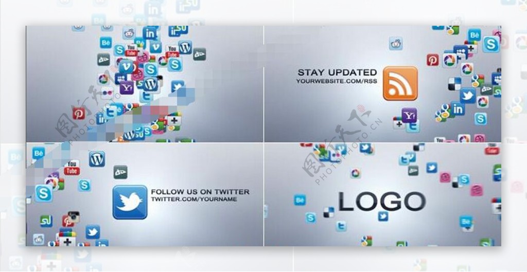 企业社交网络平台的地址宣传片头AE模板