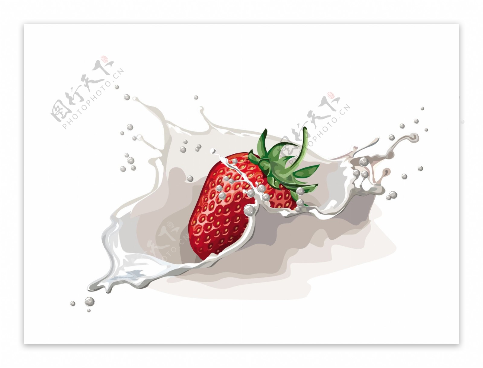 新鲜的草莓牛奶设计矢量图01