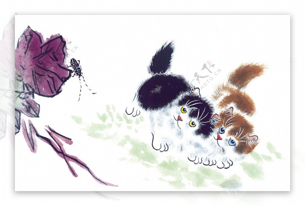 猫咪花猫小猫动物可爱家猫病猫中华艺术绘画