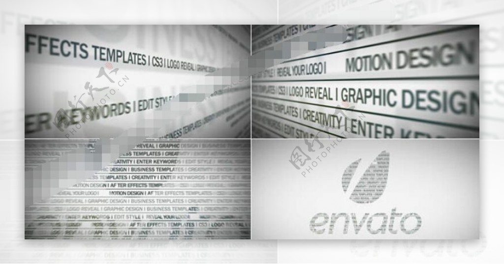 动态文字排列的logo揭示片头AE模板
