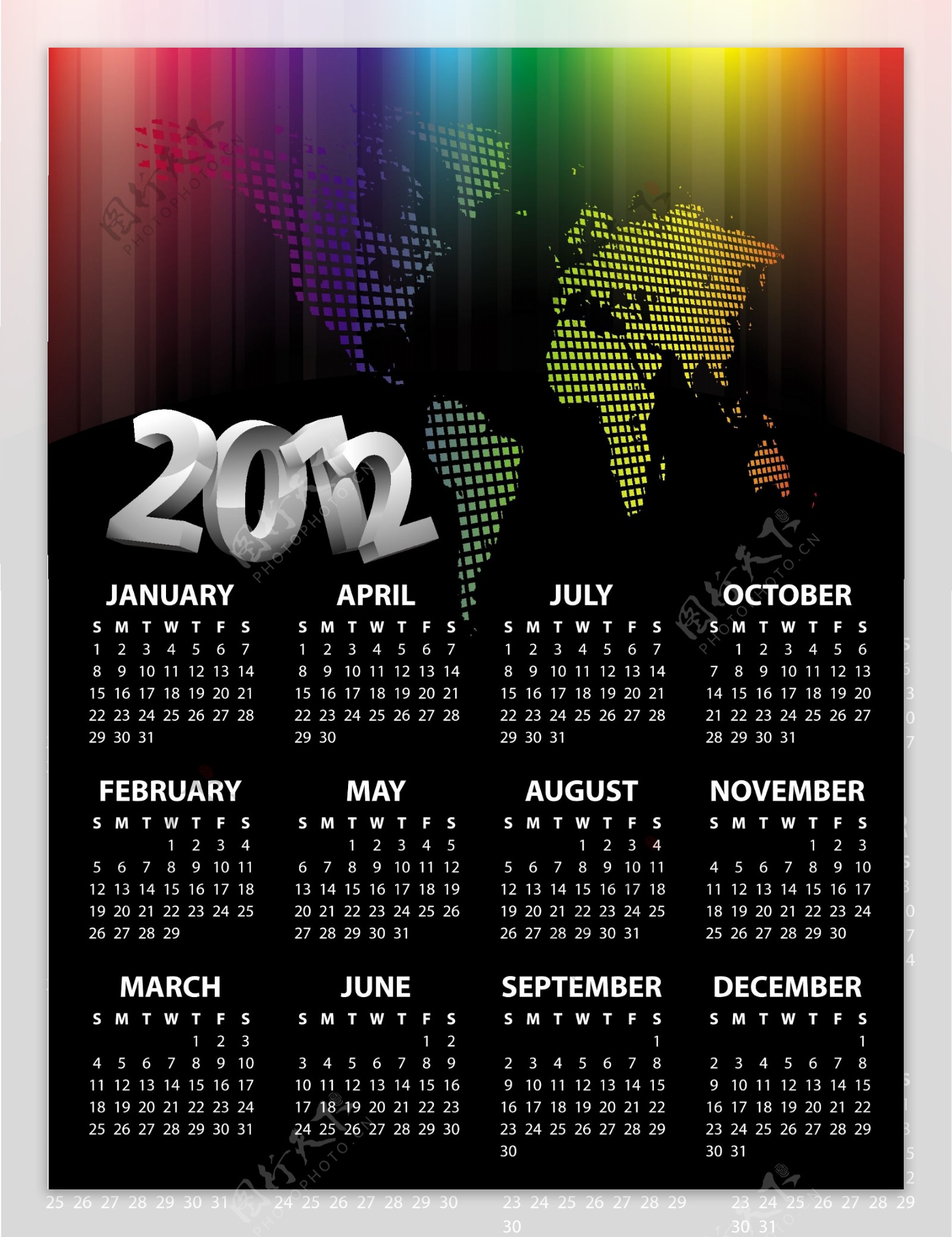 2012日历模板矢量素材2012日历模板图