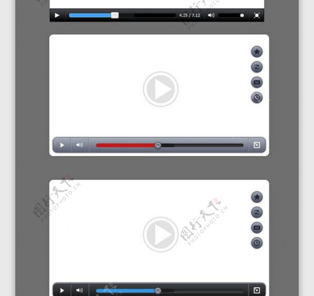 视频播放器psd分层素材