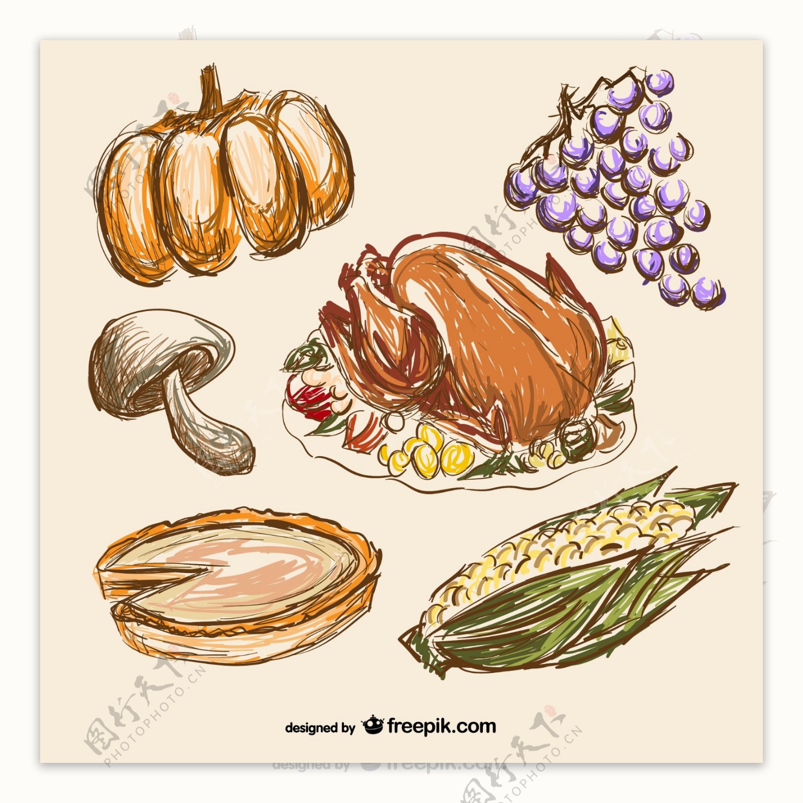 彩绘感恩节食物