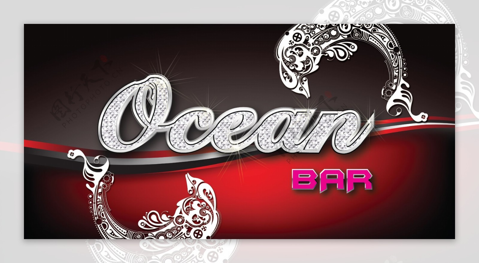 海洋酒吧优雅招牌设计