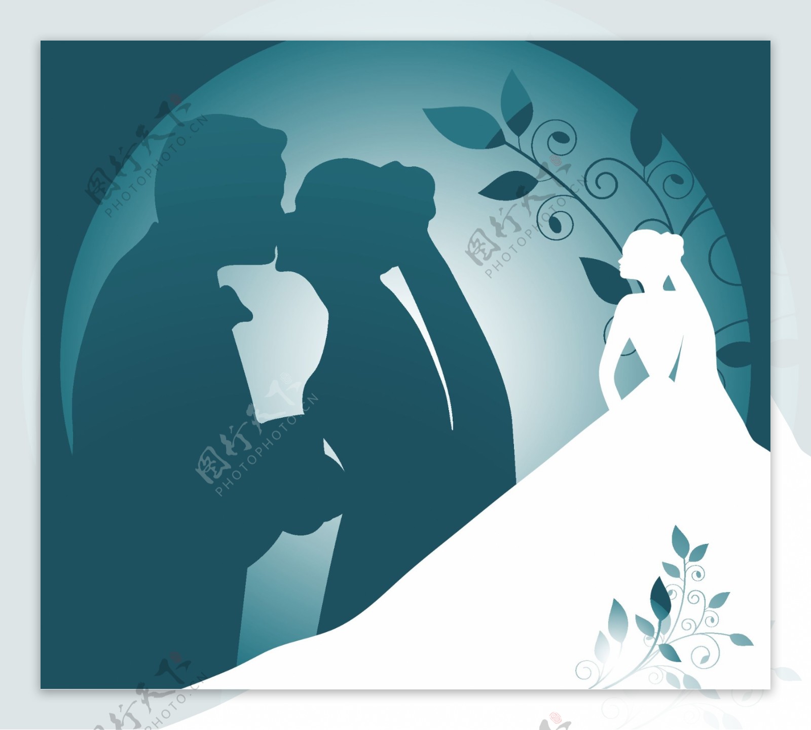 4种型号的婚礼主题插画矢量素材