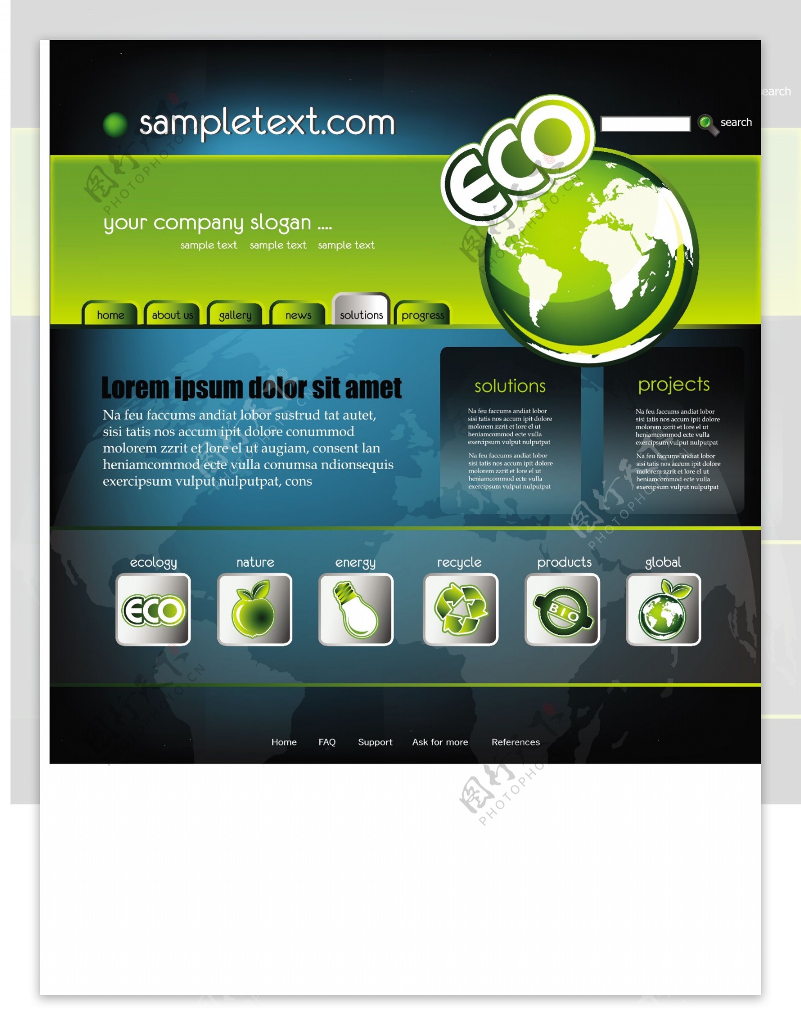 矢量科技环保网站页面设计