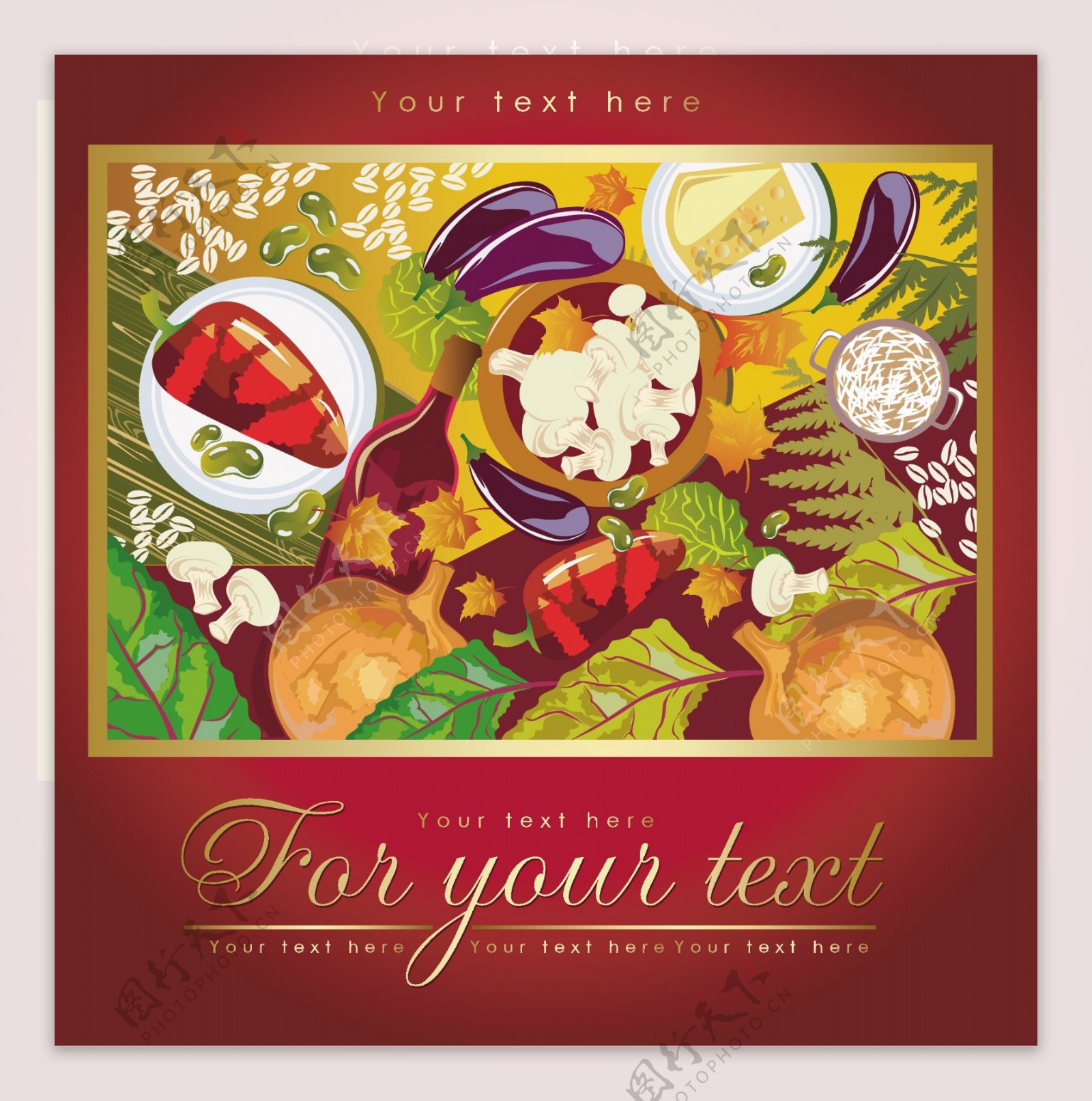一个矢量素材海报五颜六色的水果和蔬菜的食物