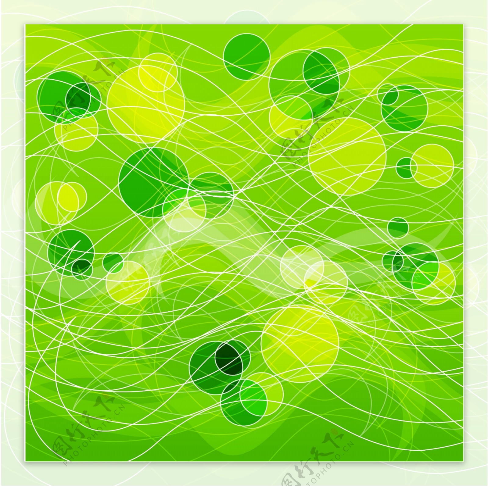 线条圆形绿色抽象背景