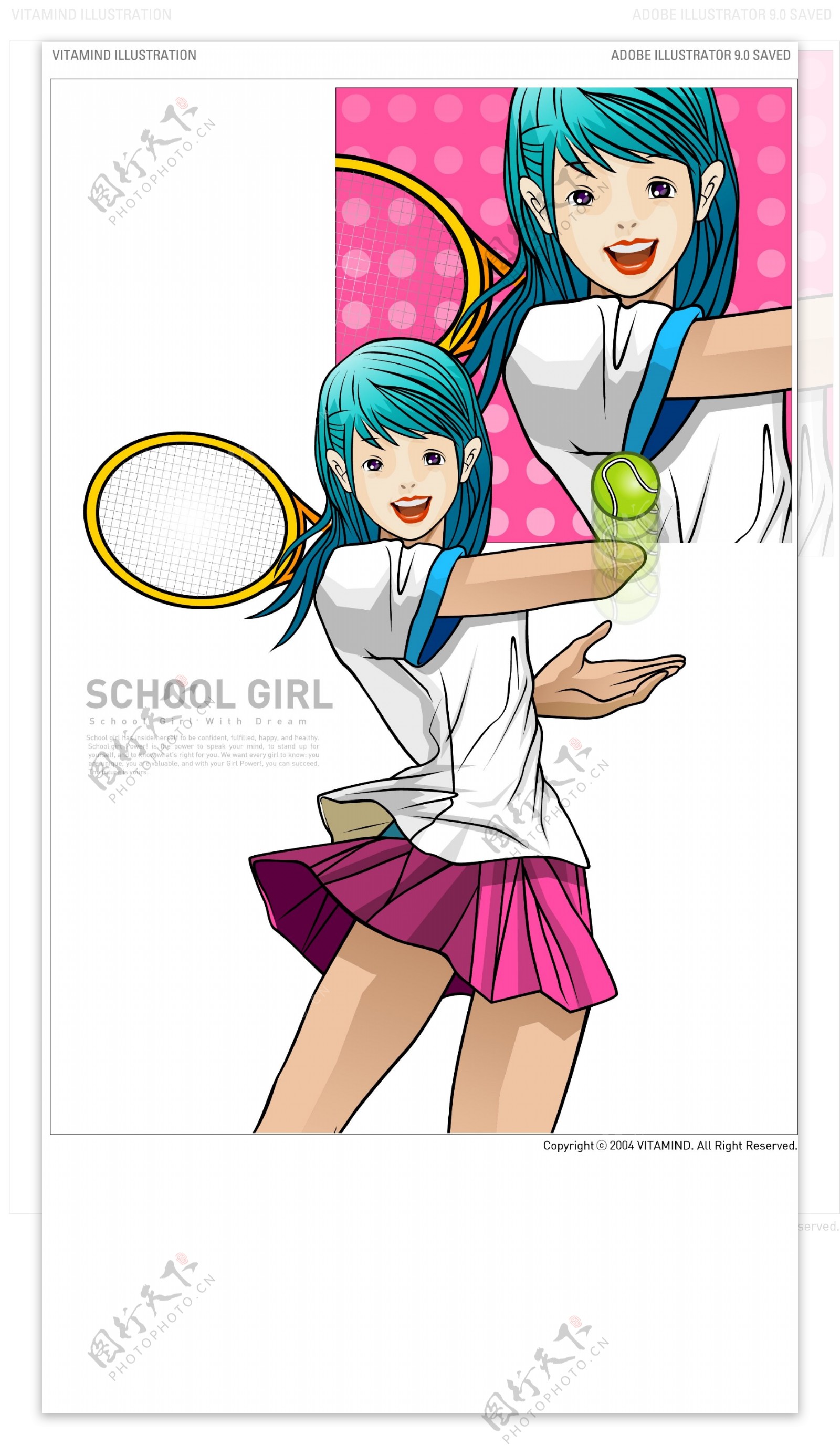 打网球女学生