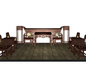 中式桌子3d模型桌子效果图51