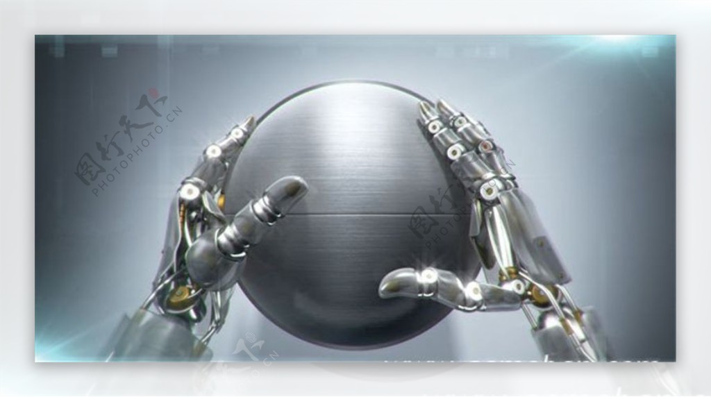 高科技机器人手球体标志动画模板