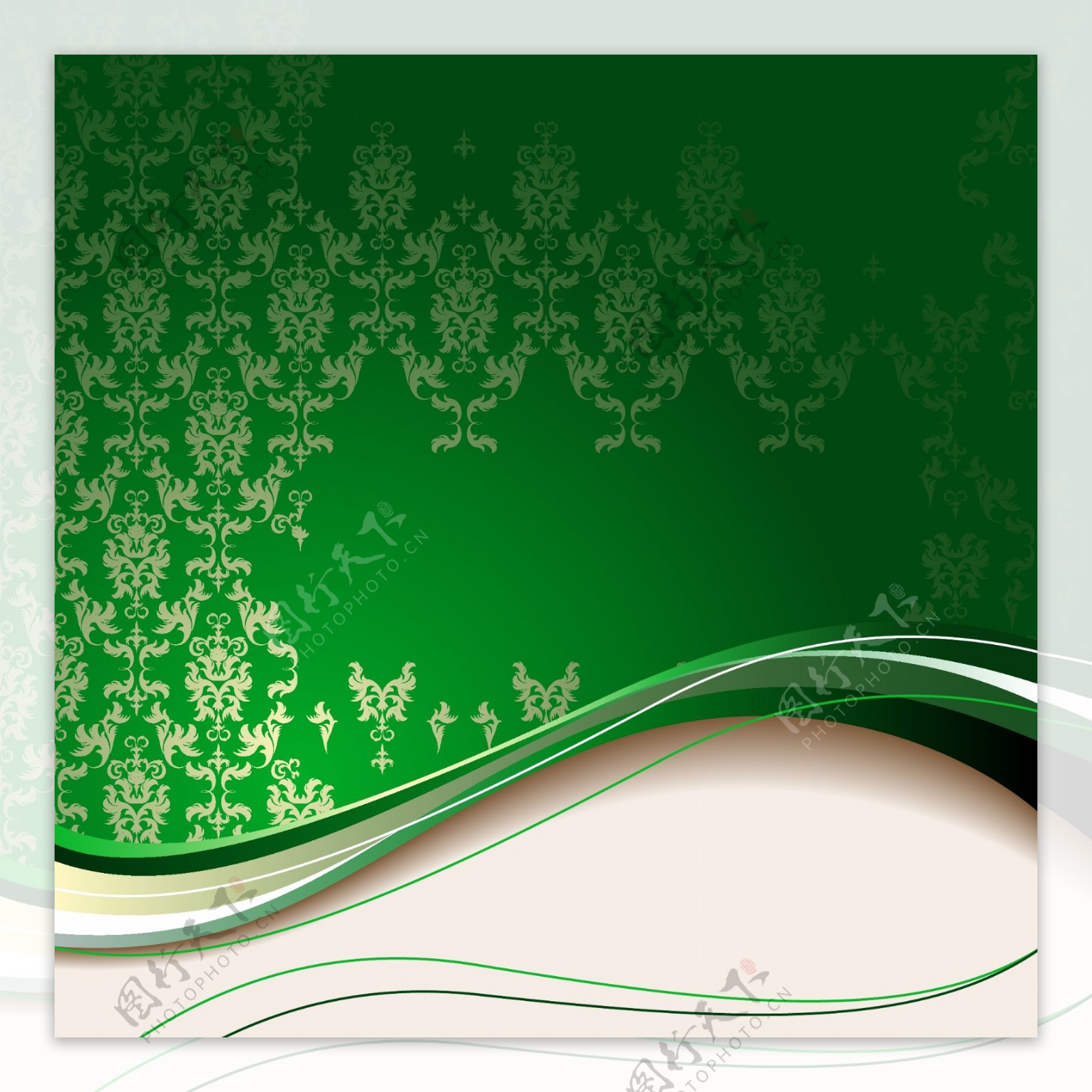 绿色装饰花纹背景矢量图