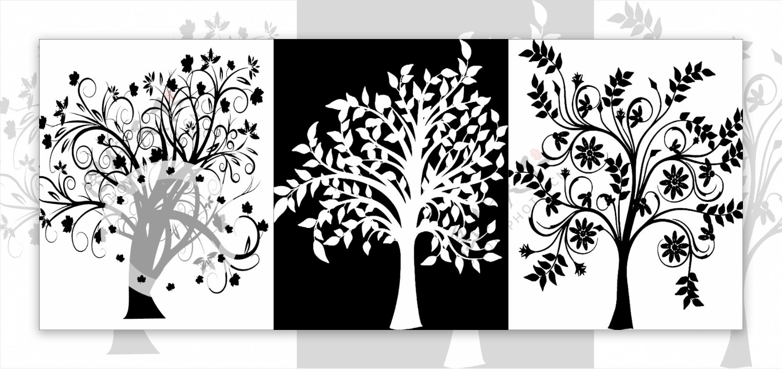 黑白灰树装饰画