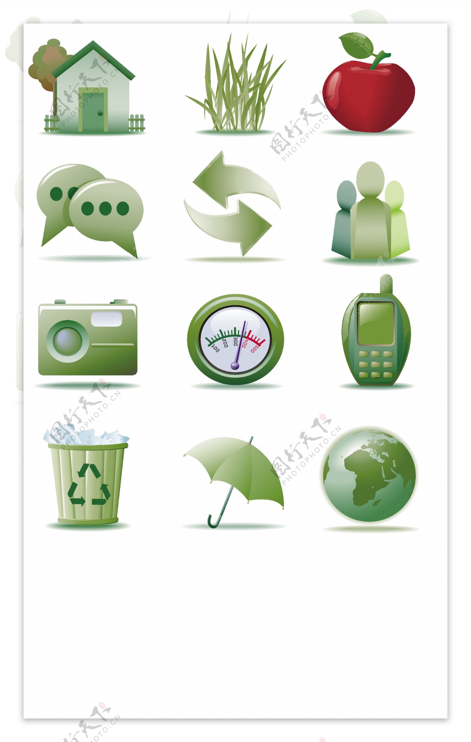 绿色环保网页图标矢量图片