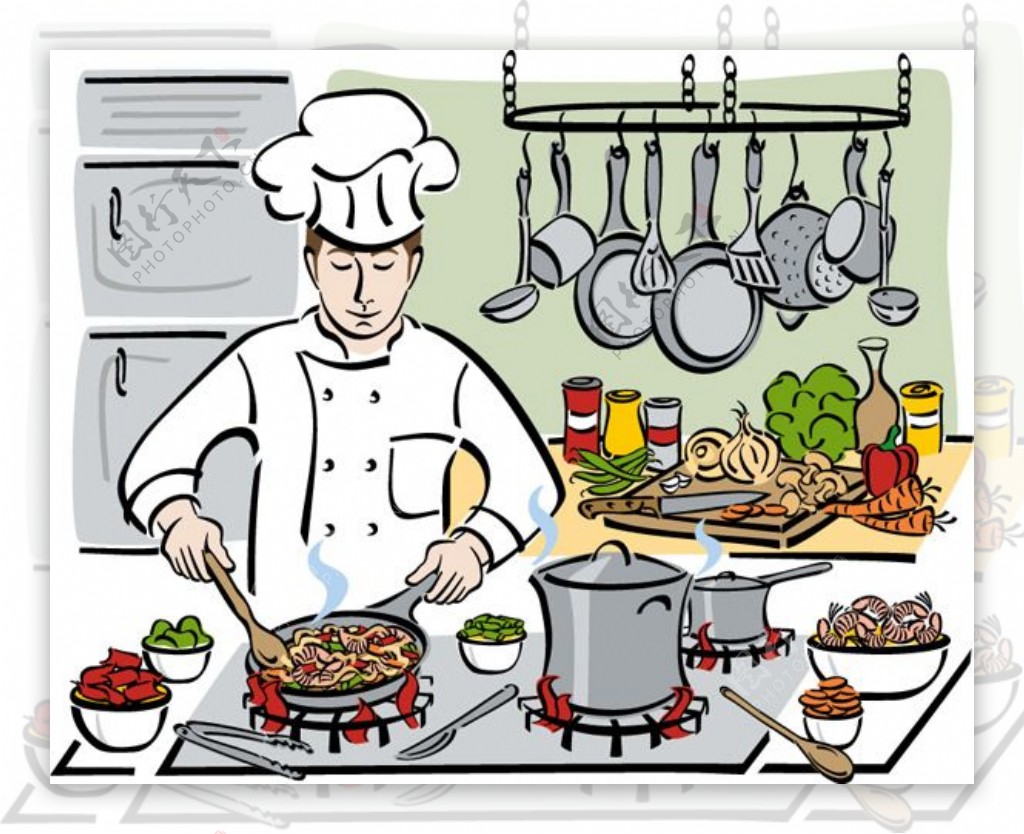 卡通烹饪厨师插画