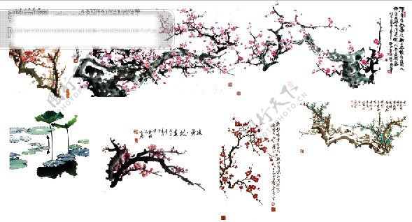 高清晰psd源文件中国风水墨画