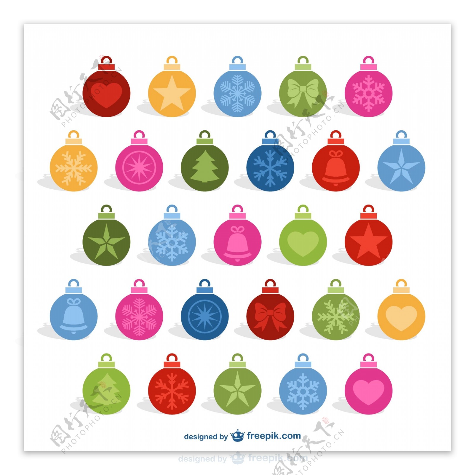 27款彩色圣诞吊球设计矢量素材