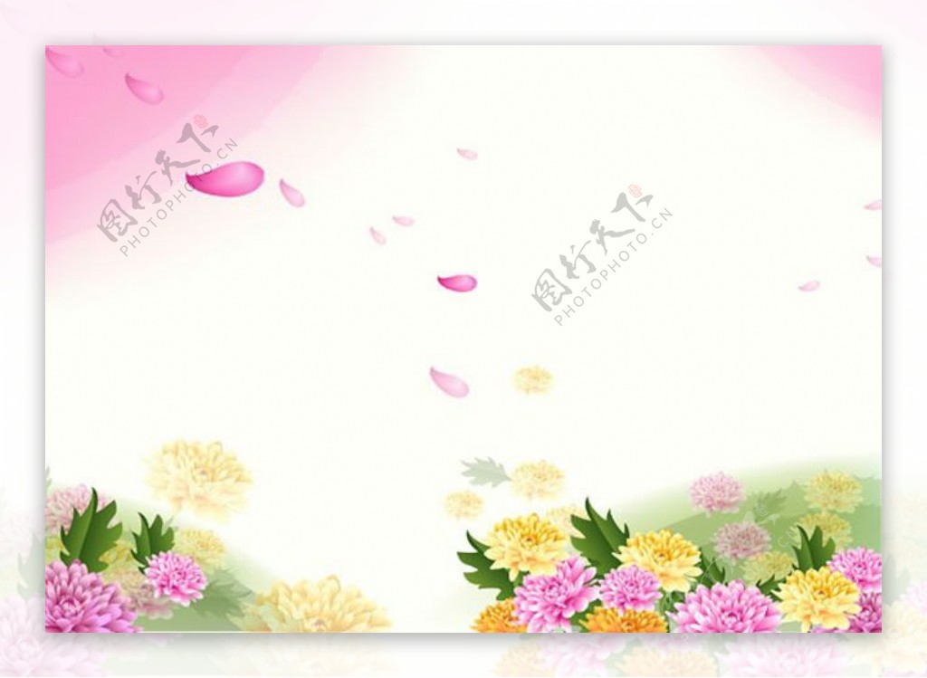 粉色淡雅鲜花背景图片psd素材