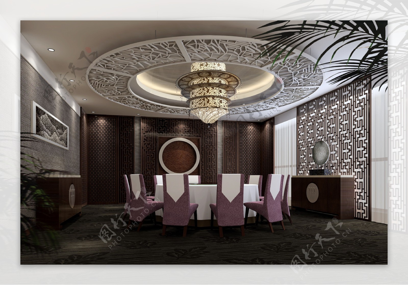 酒店包间中式装饰风格摄影图图片