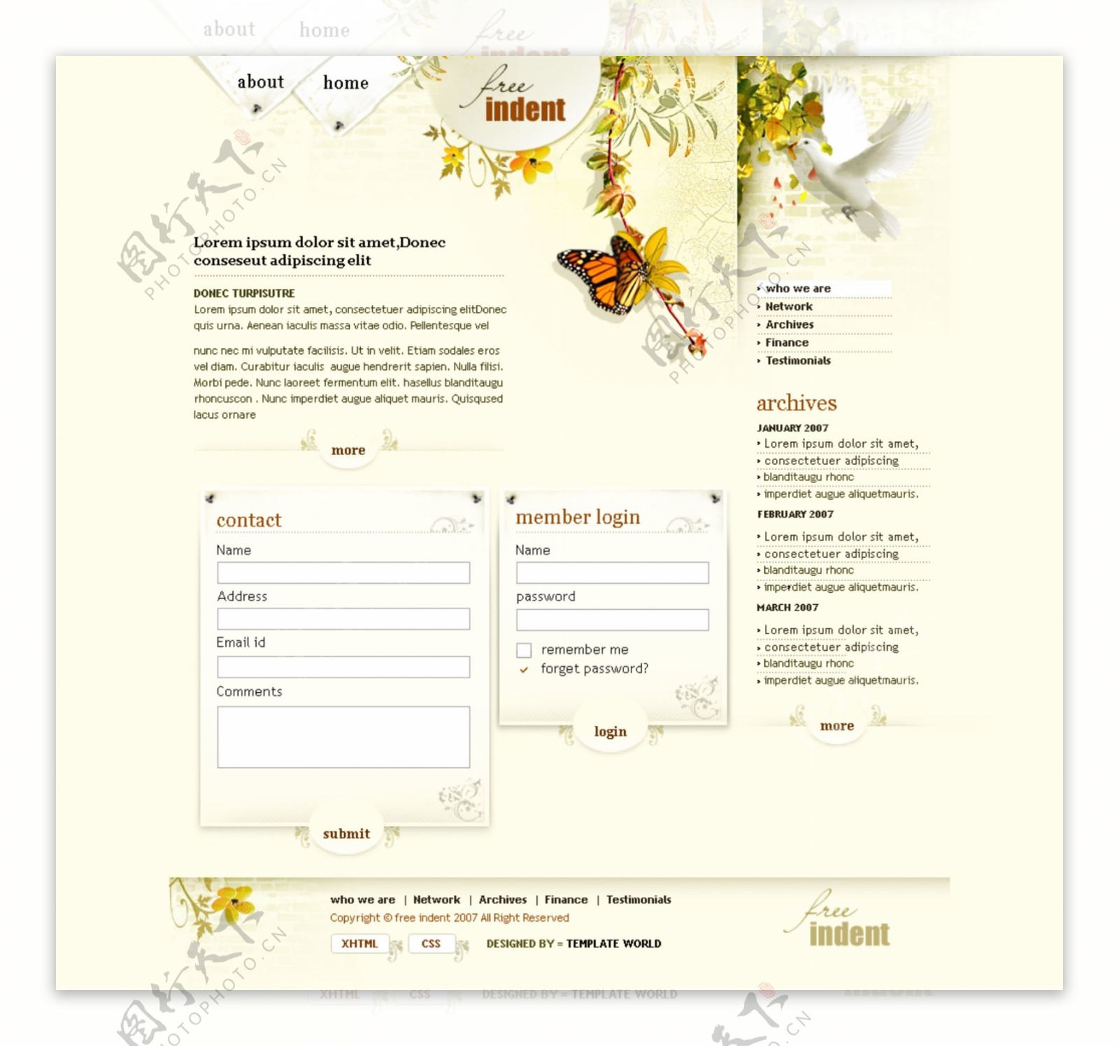 欧美古典风格网页模版PSD素材网页素材网站