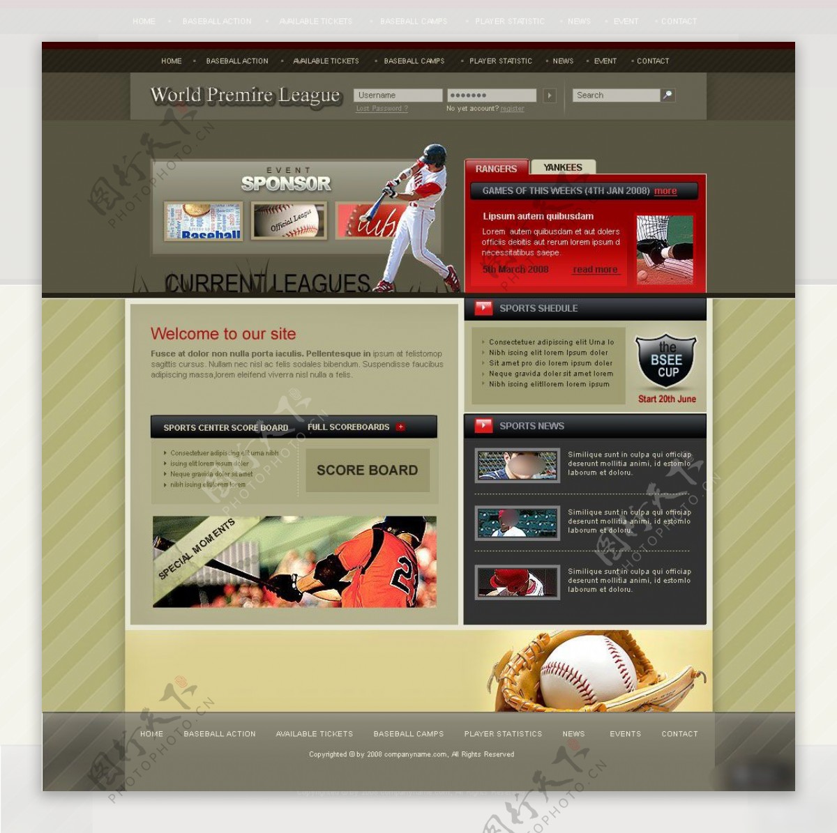 棒球体育类网页