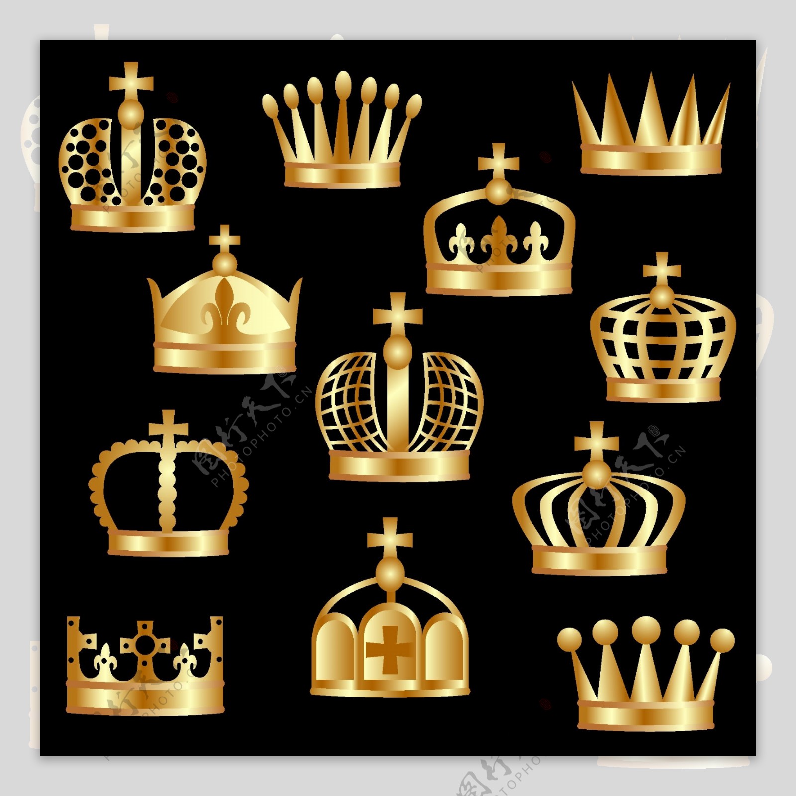 金皇冠和盾牌矢量