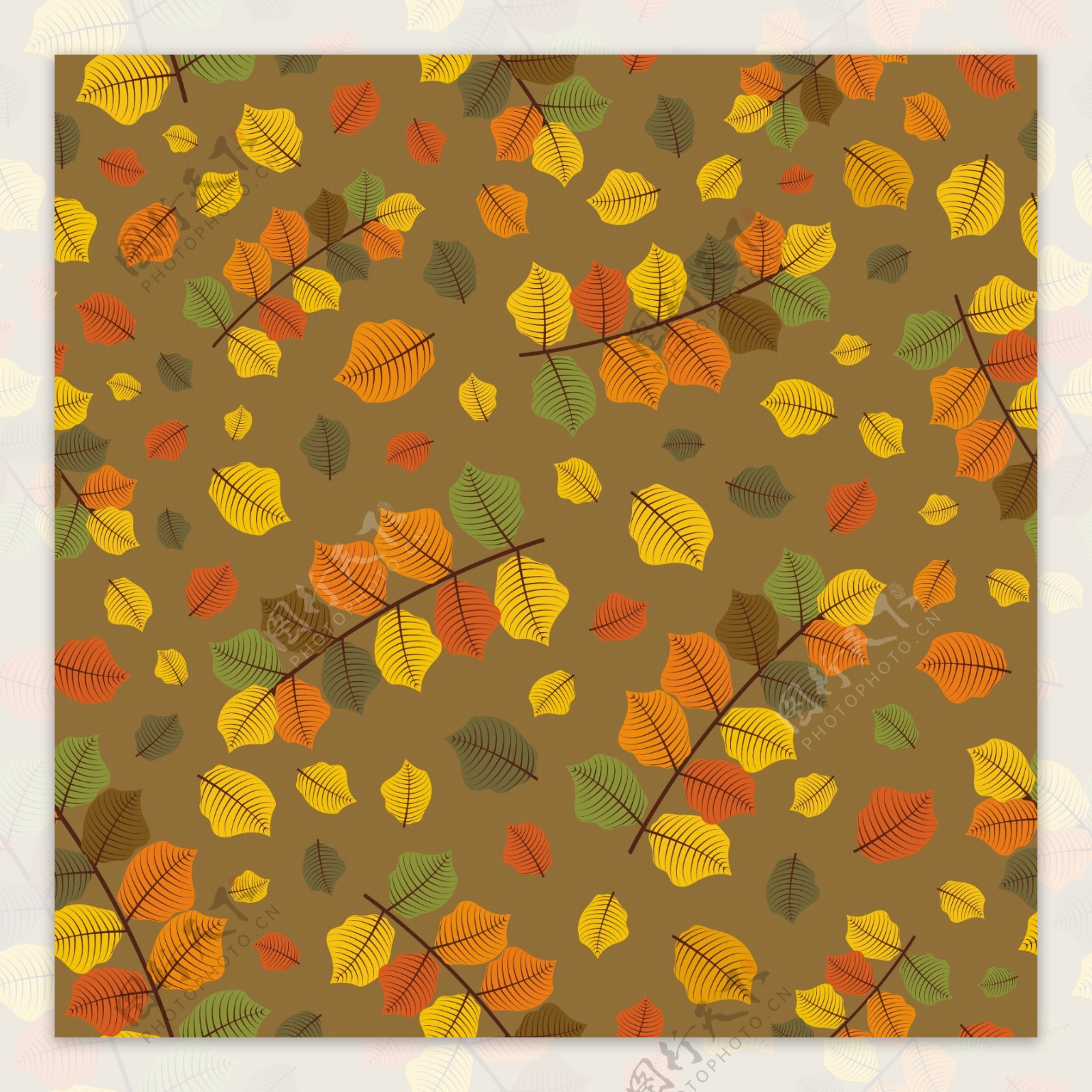 无缝的秋天的落叶背景
