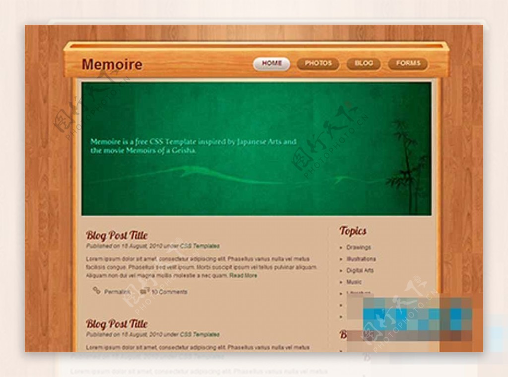 亮的棕色木纹3D风格网站模板