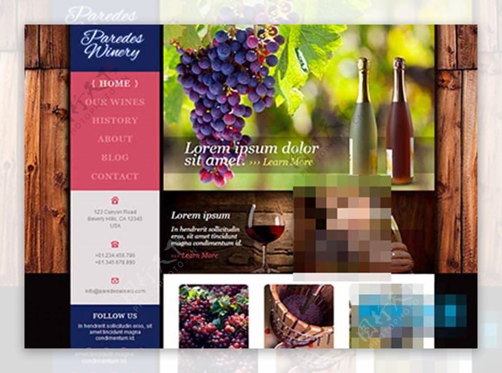 精美漂亮的木纹红酒企业网站模板
