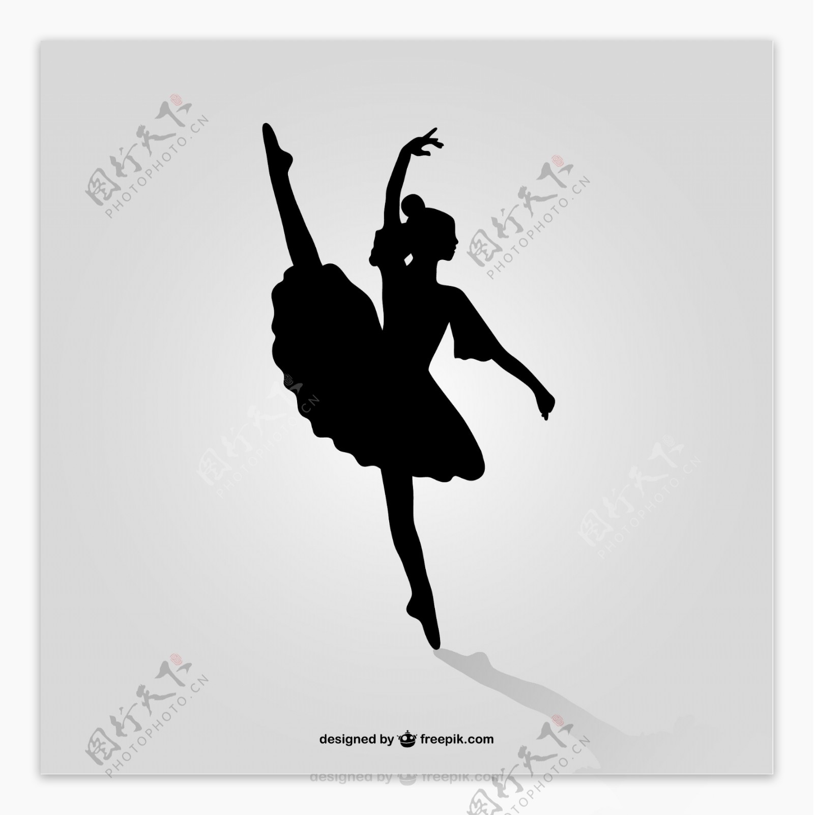 芭蕾舞女孩剪影矢量素材