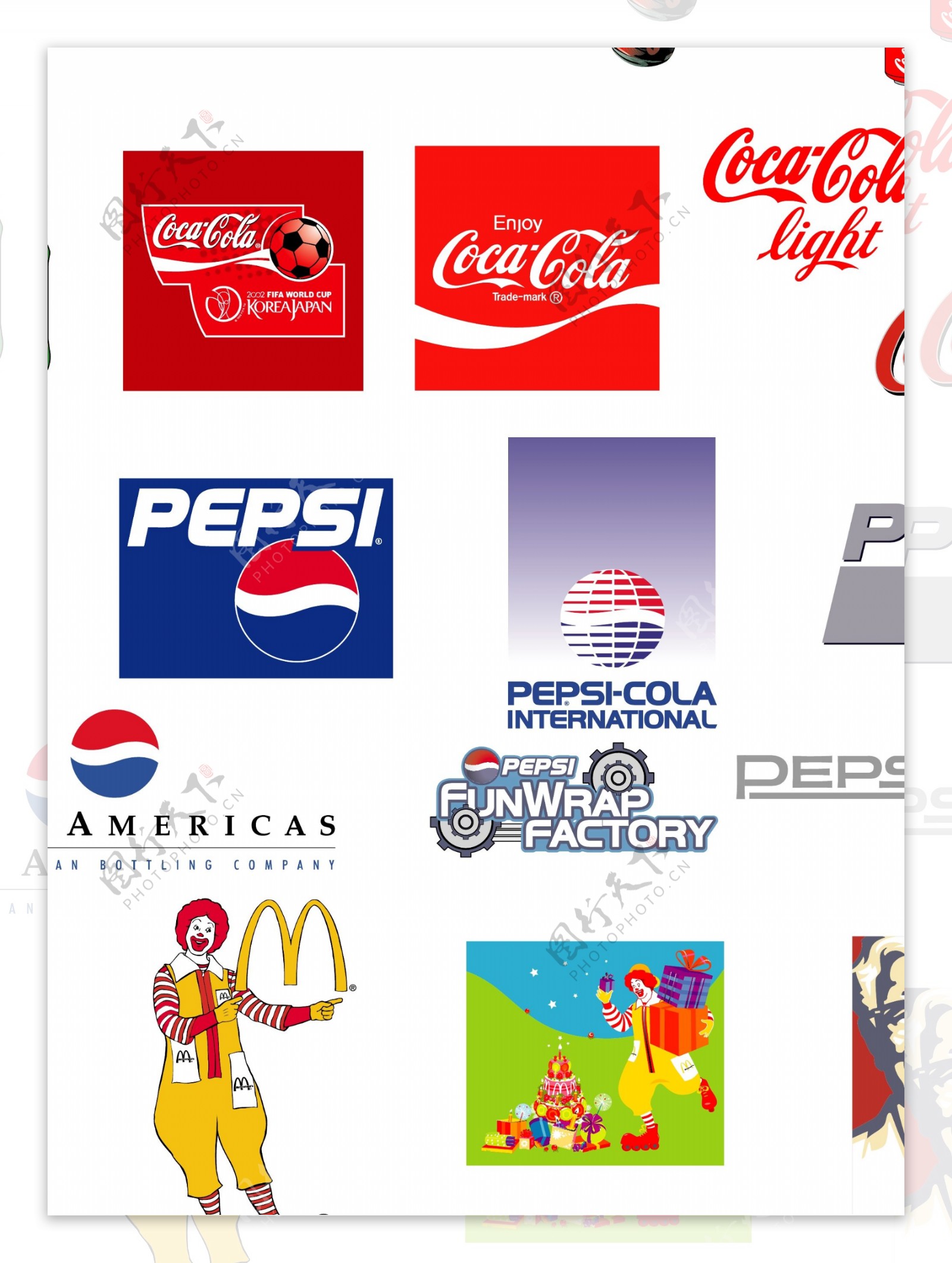 著名的快餐和饮料品牌标志