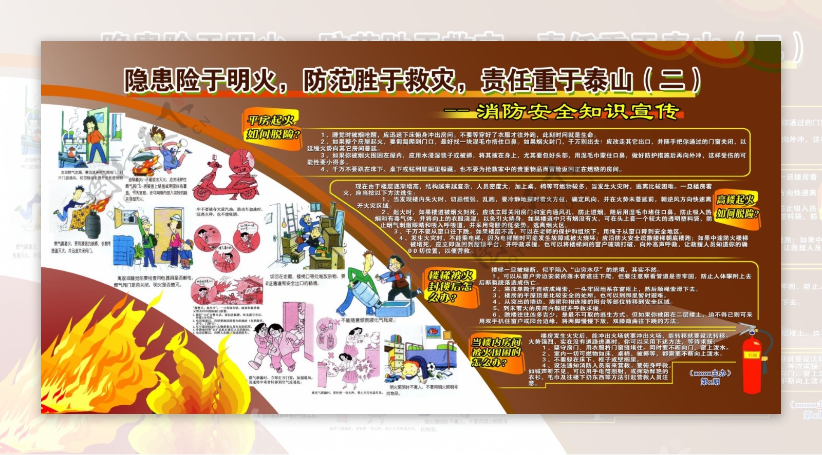 消防展板消防知识消防漫画背景PSD分层素材其他源文件库