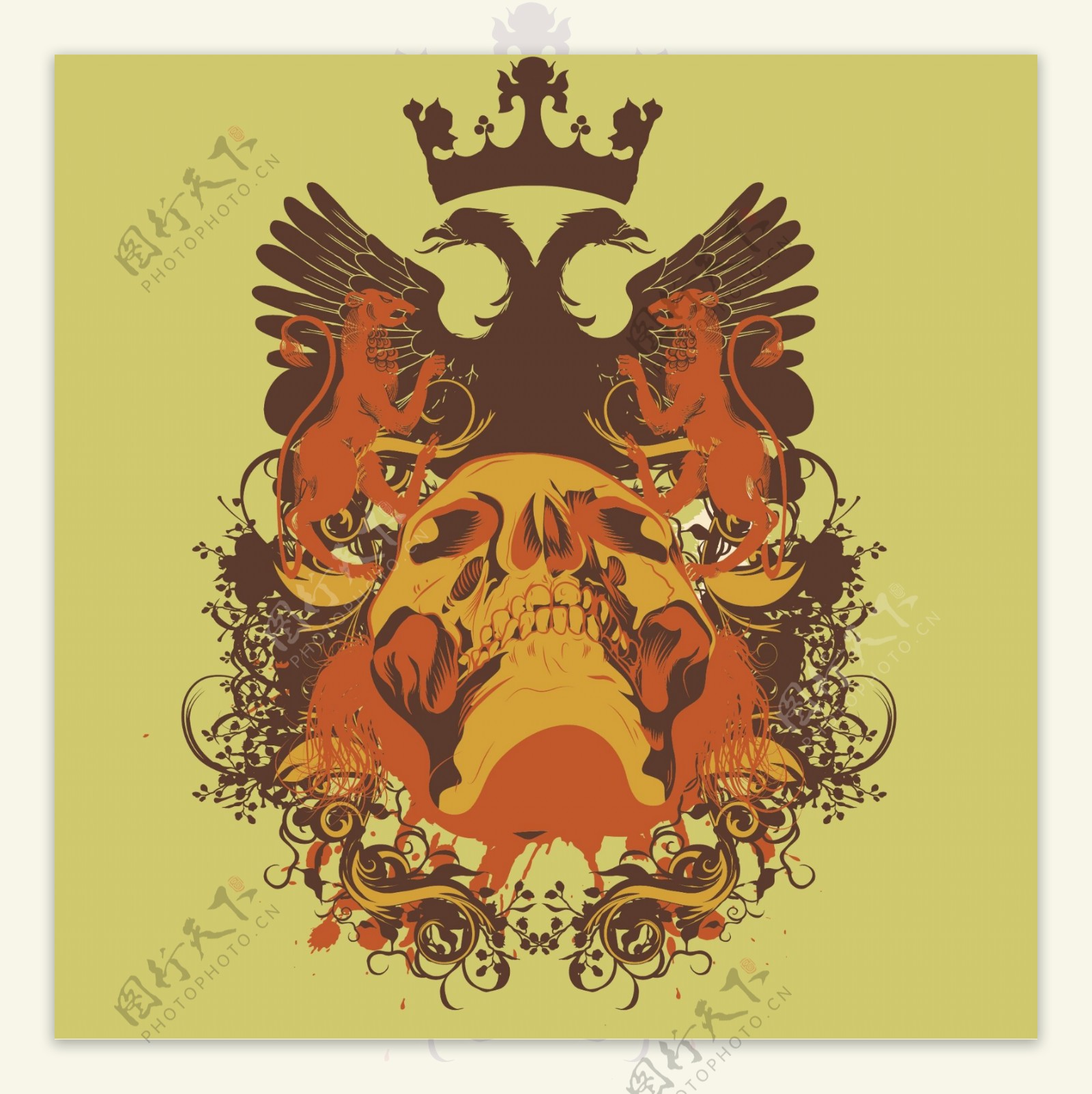 印花矢量图徽章标记动物抽象动物皇冠免费素材
