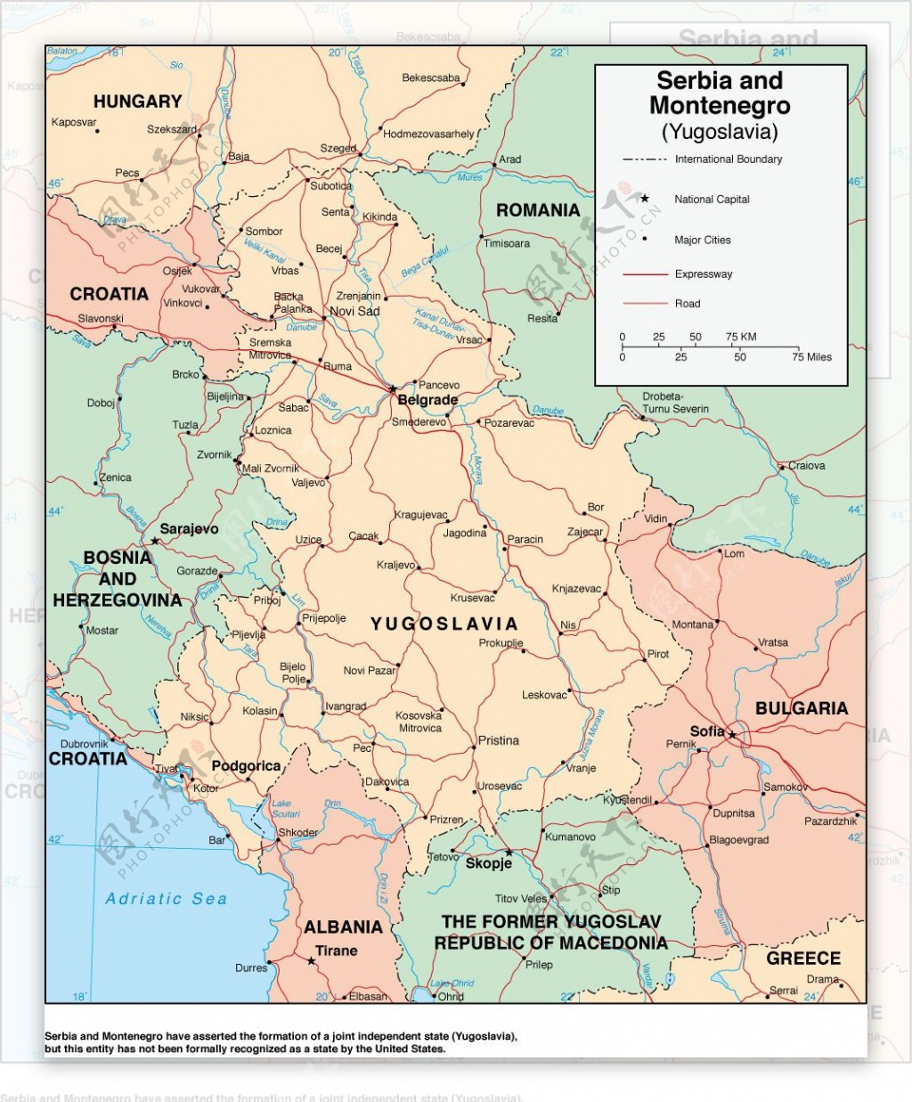 塞尔维亚和黑山地图