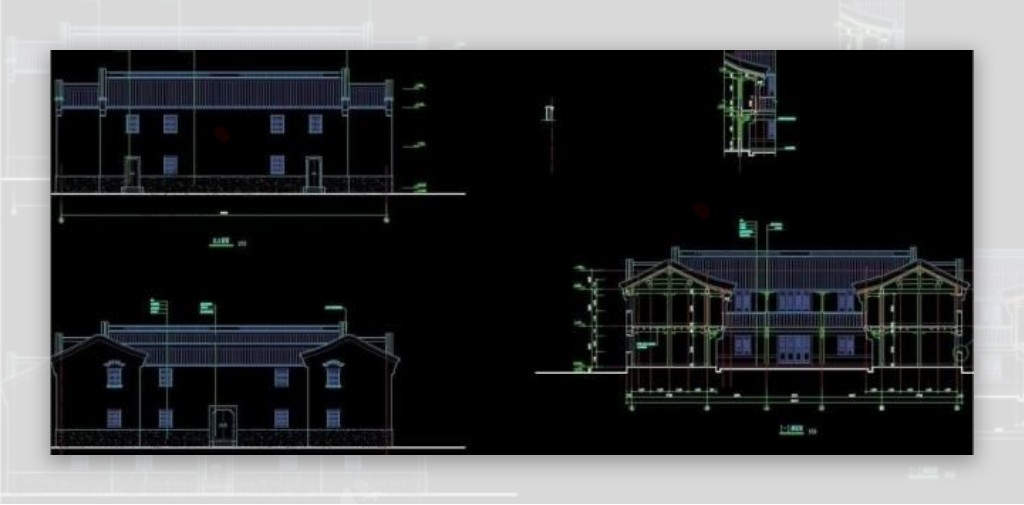 仿古建筑施工图图片