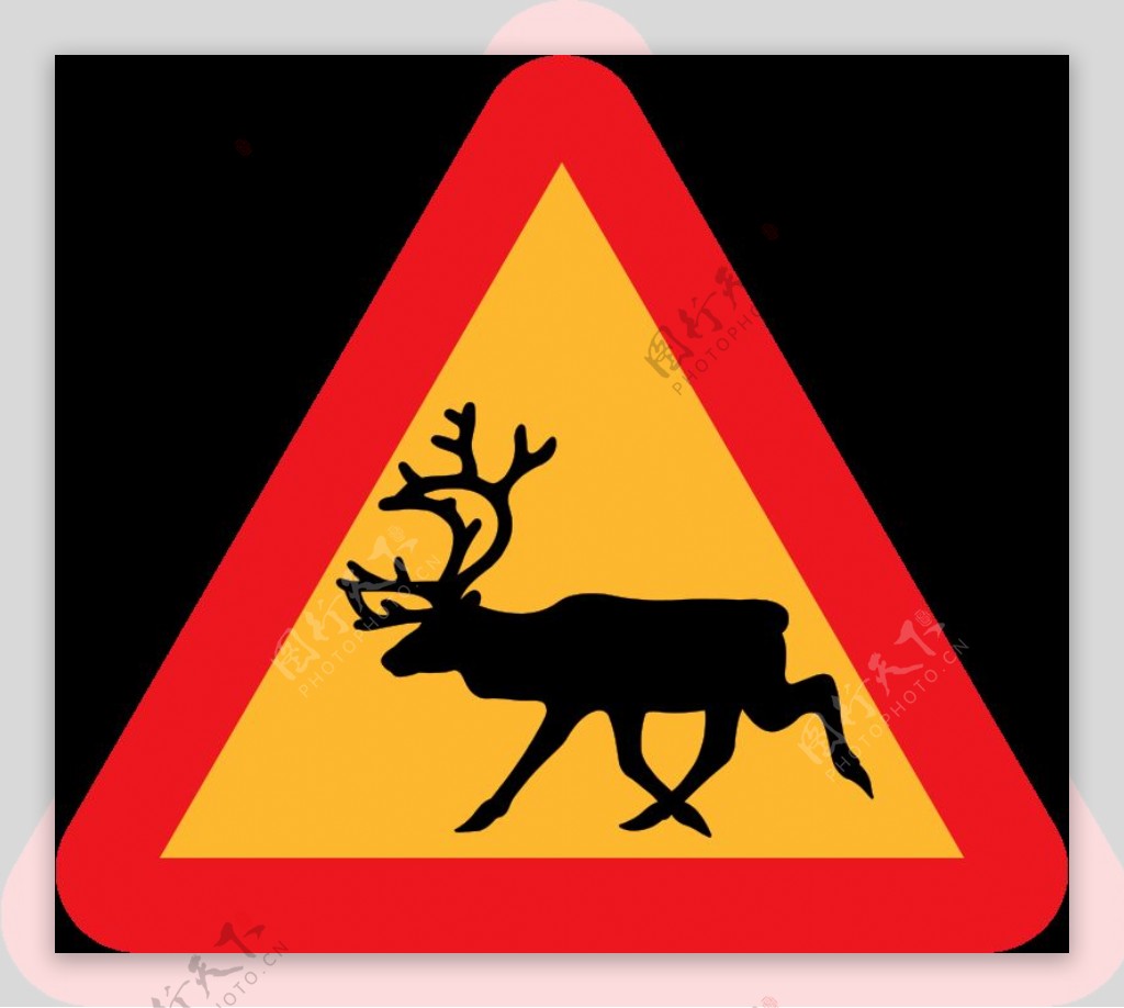 警告驯鹿的路标