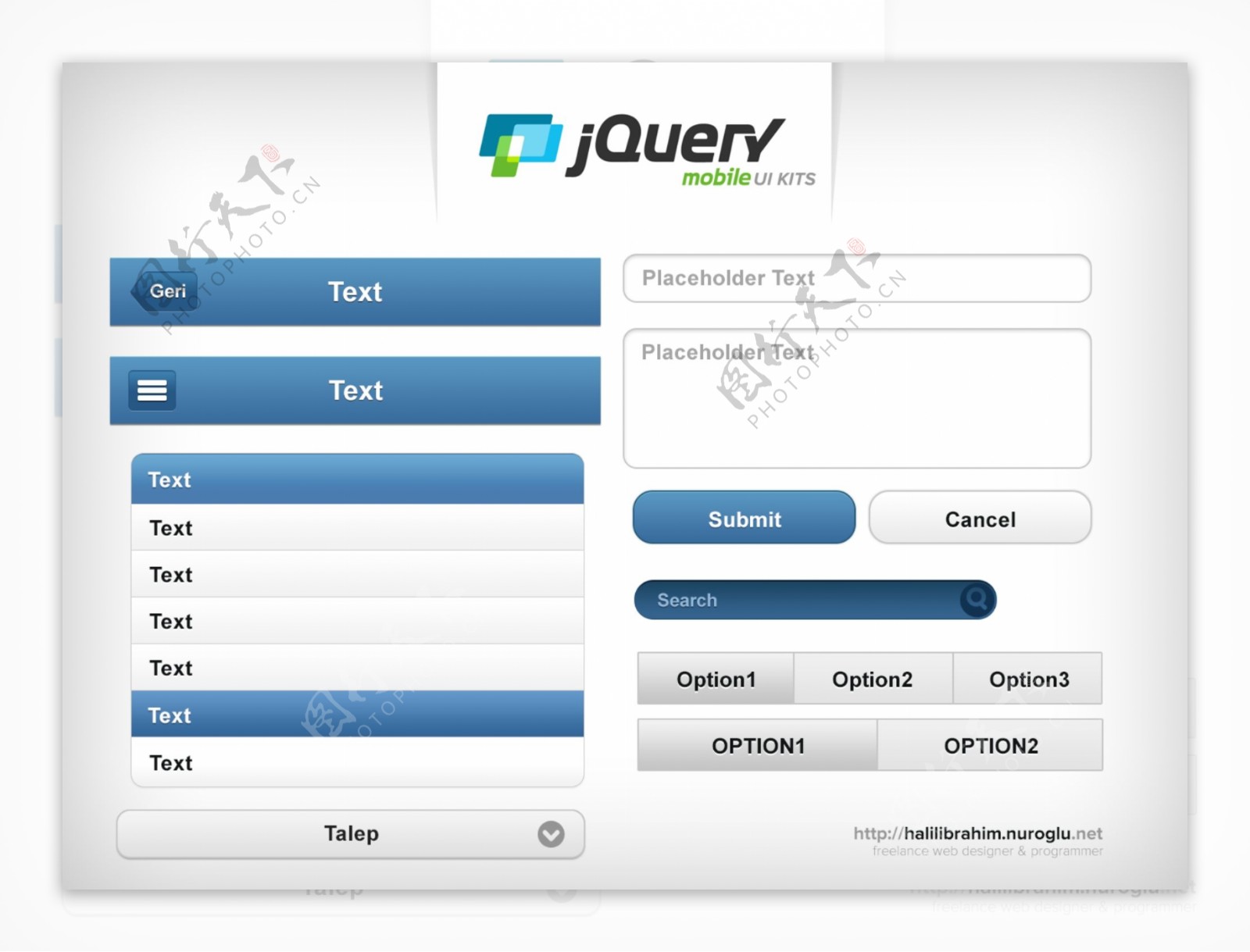 惊人的jQuery移动用户界面工具箱PSD