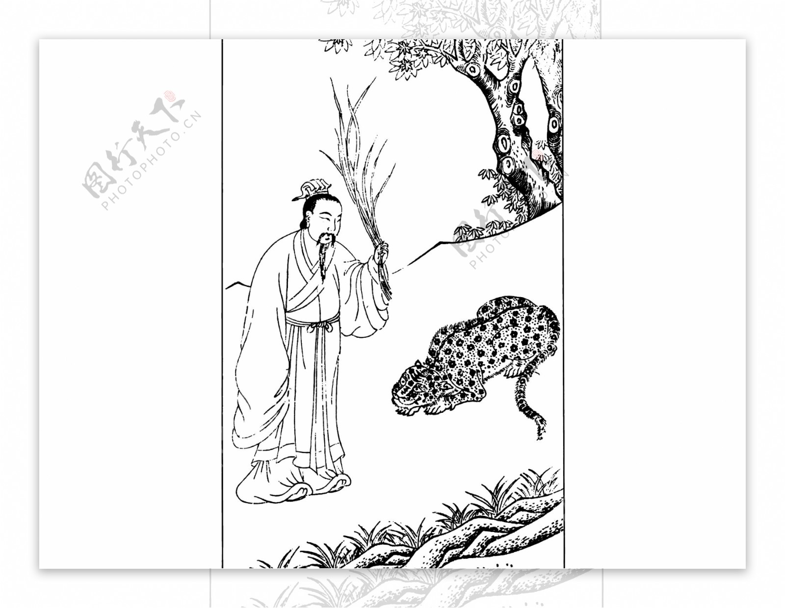 中国风古人物生活线稿插画素材133