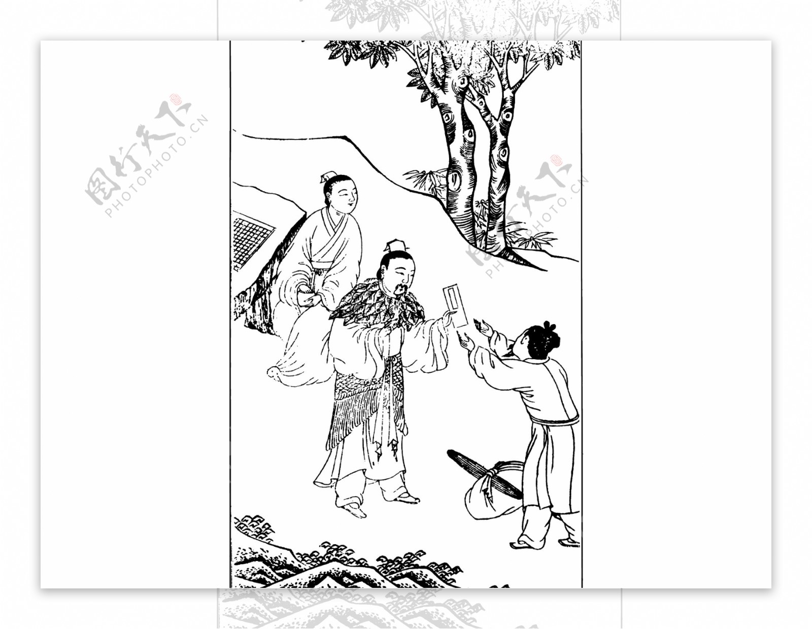 中国古人物生活线稿