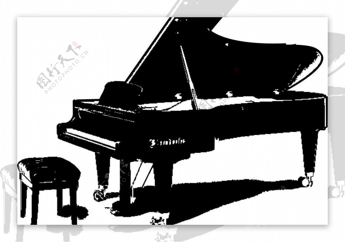 黑白矢量钢琴图片