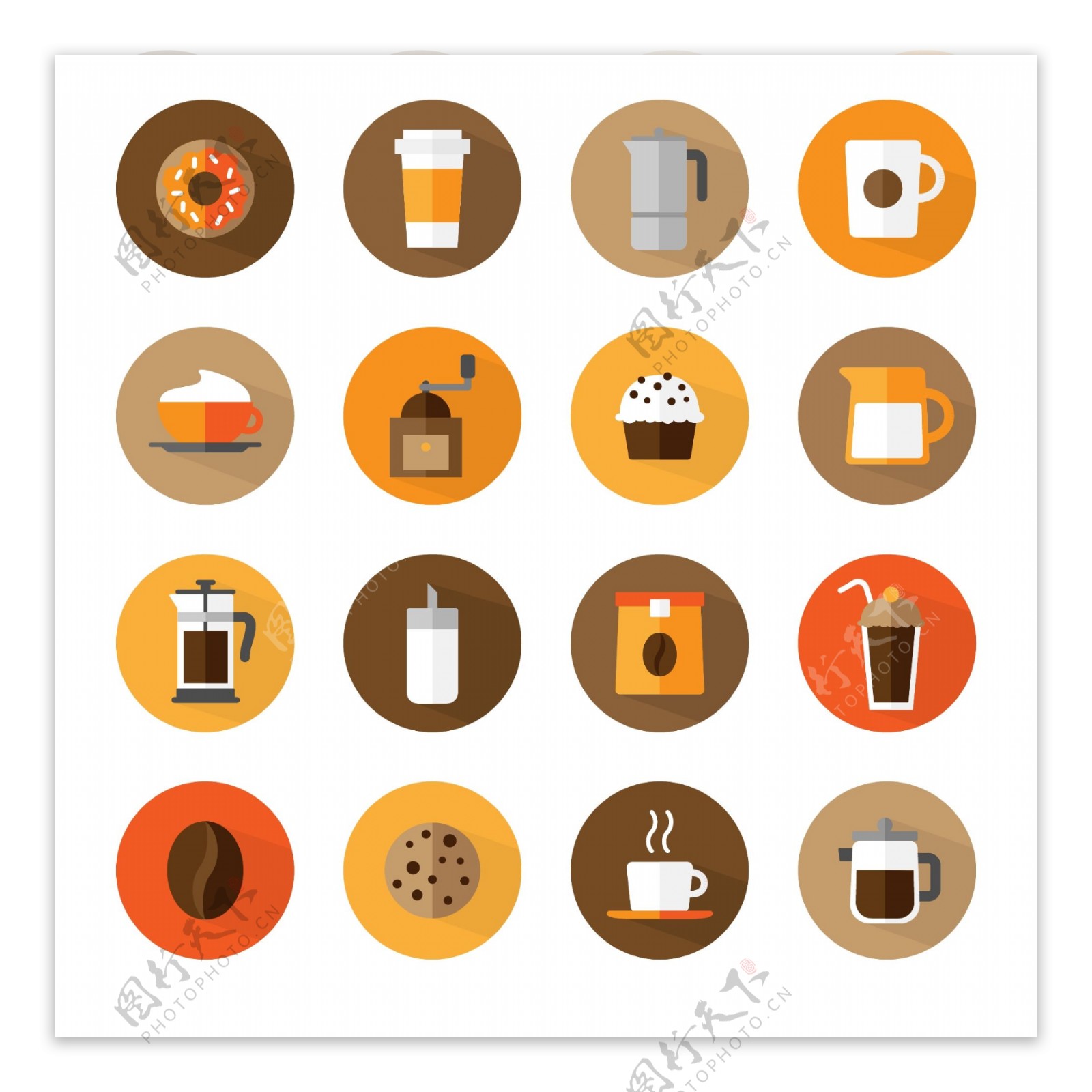 16款咖啡甜品图标矢量素材