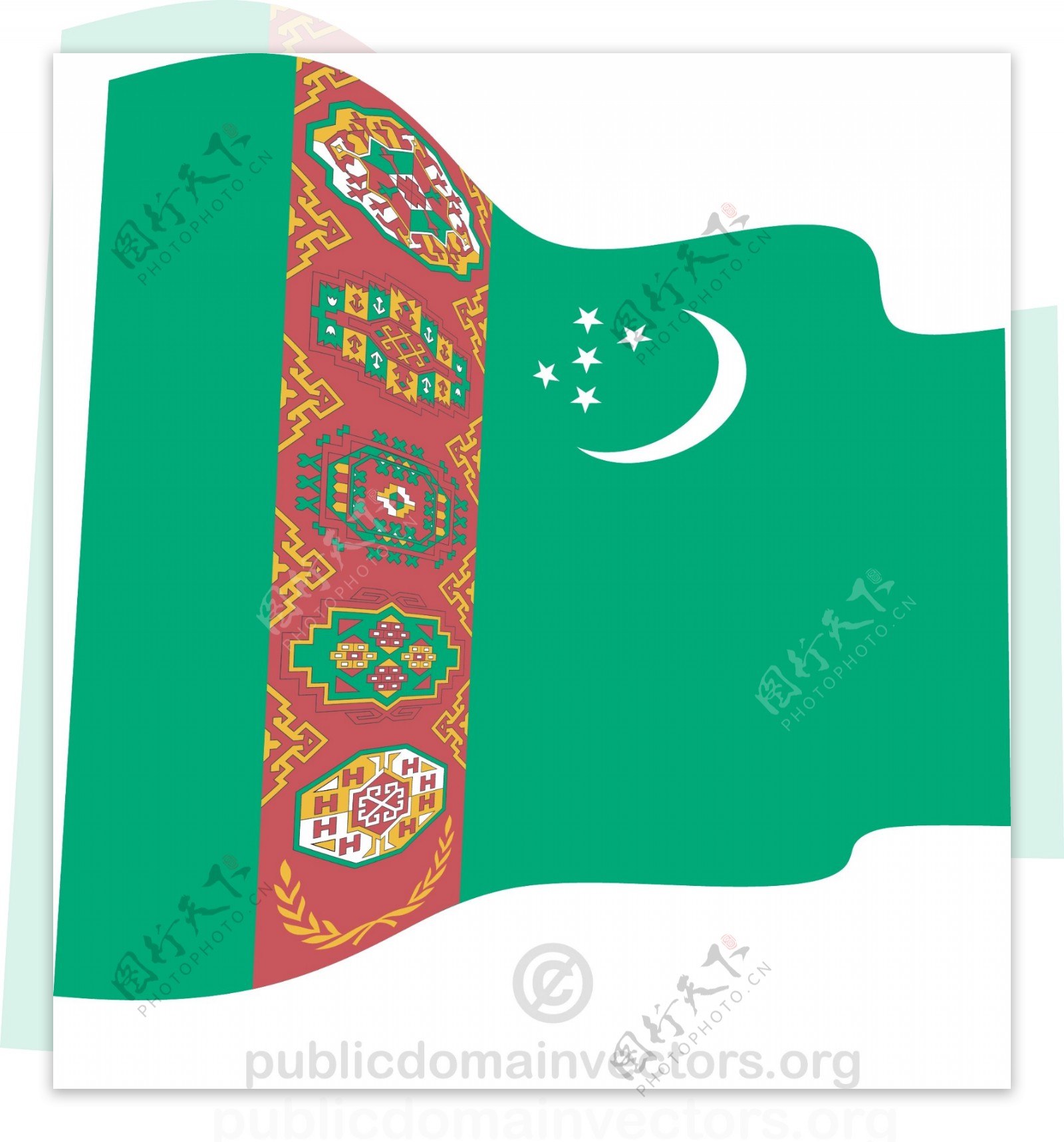 波浪形的土库曼斯坦国旗