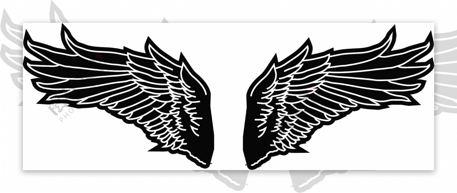 黑白翅膀矢量素材图片