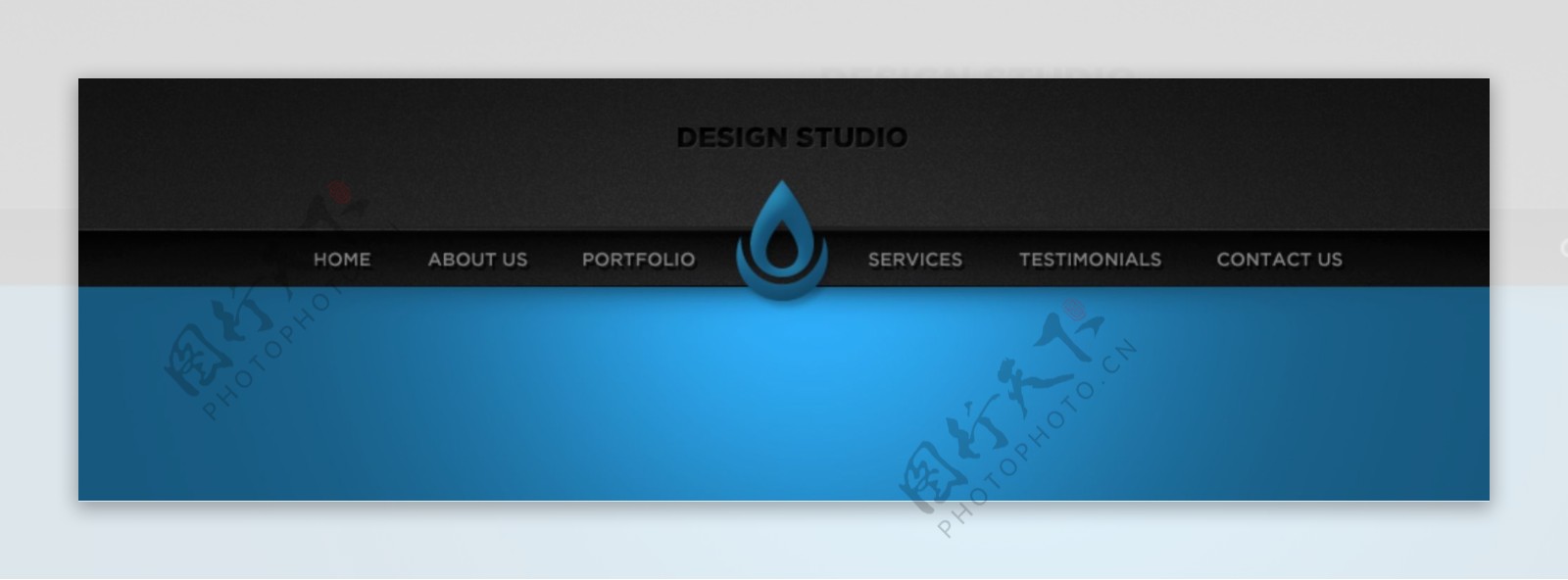 圆滑的蓝组合网站标题PSD