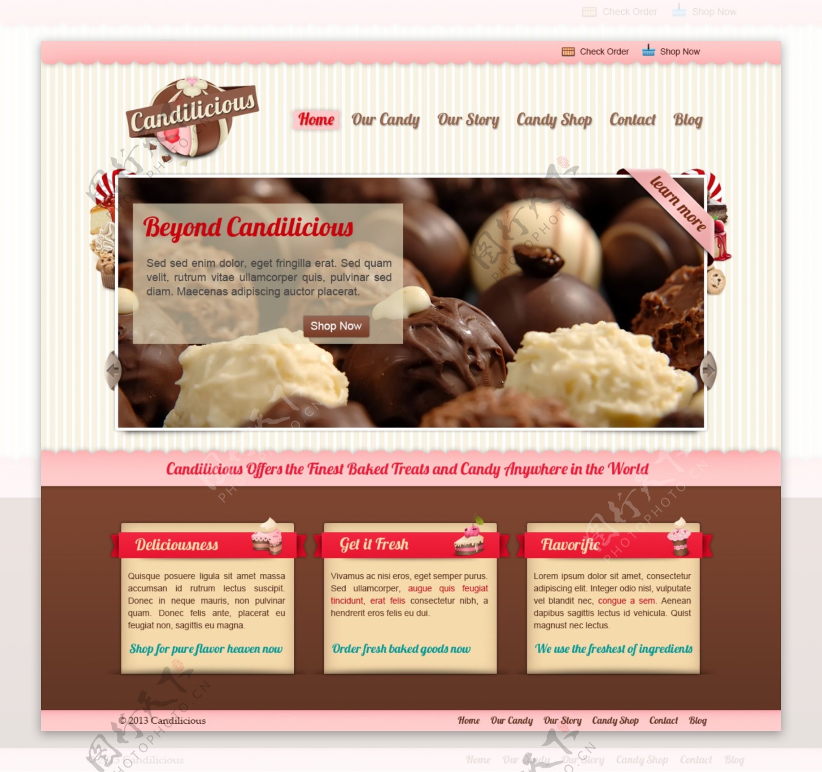 巧克力网站模板图片