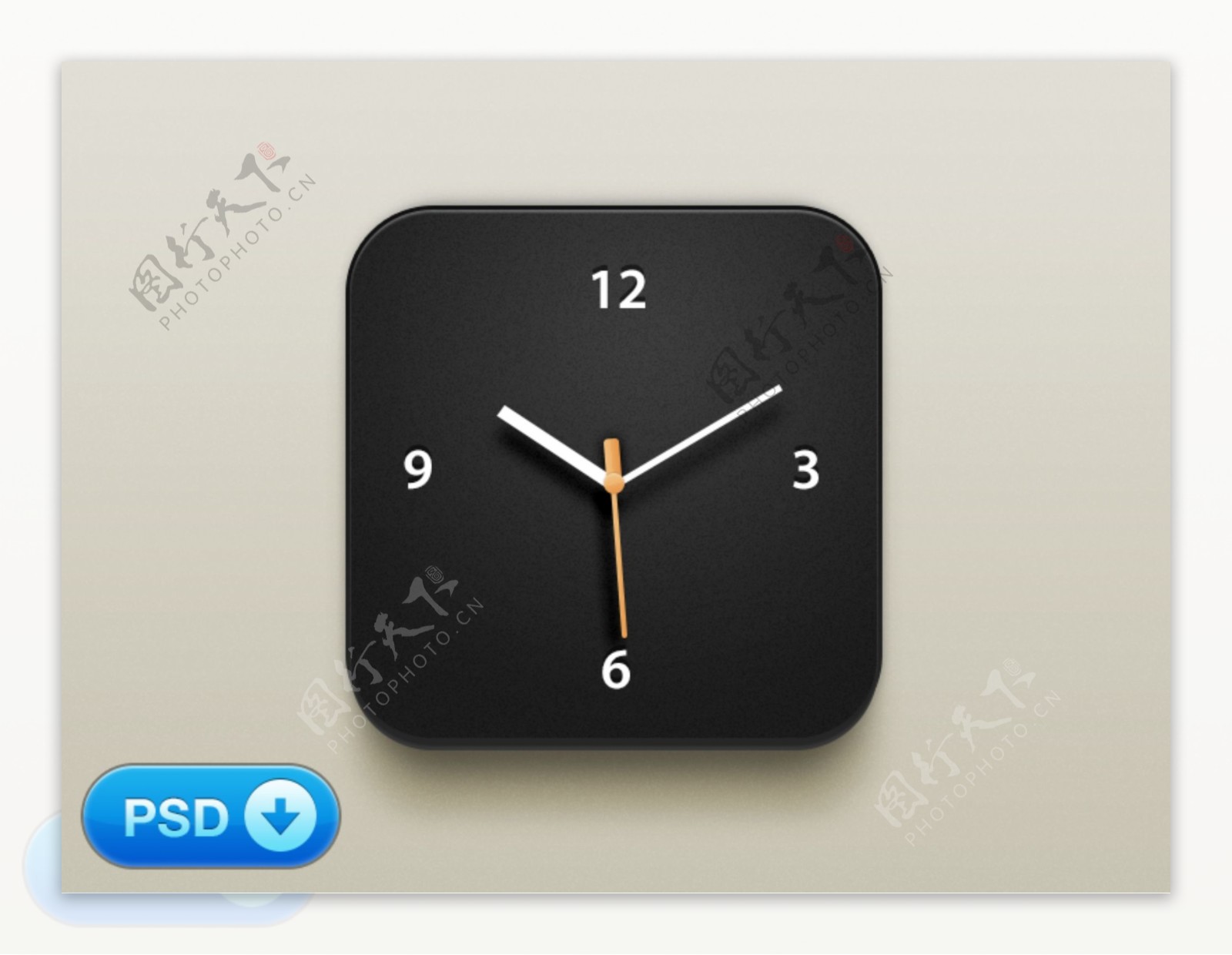 淡雅的iOS黑暗的时钟图标psd