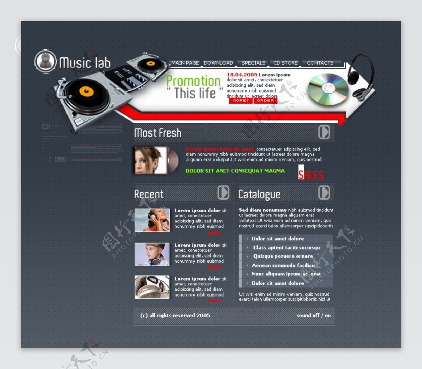 电子芬克音乐PSD网页模板